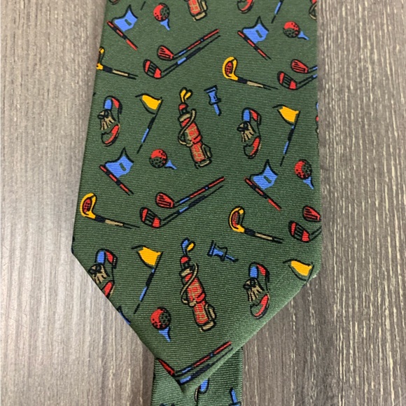 Lauren Ralph Lauren Mens Silk Necktie Golf Balls Clubs Tees Handmade Retro Sport - Picture 12 of 12